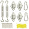 Relaxdays Sonnensegel Befestigung Set, 40-teilig, Edelstahl, Montageset mit Spannschrauben, Karabinern, Wandösen, Silber