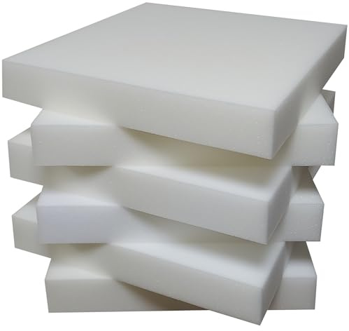 HABITA 33 HOME Set Imbottitura Cuscini Gommapiuma per Sedie, 4 o 6 Pezzi, Poliuretano o Poliestere, 2 Misure 4 Altezze, Imbottitura Cuscini 50x50, 40x40 Made in Italy (6 Poliuretano, 40x40x5 Cm)