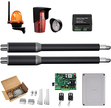 Kit apri cancello 200 kg automatico doppio braccio elettrico motore operatore porta a battente, apriporta a battente per controllo accessi vialetto