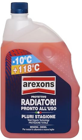 AREXONS Protettivo Radiatori Pluri-Stagione, Protezione Antiebollizione Estiva per Motori Moderni, Efficace Fino a +118°C, Adatto a Rabbocchi e Miscelazioni, 2L