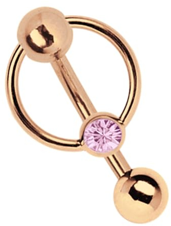 Modern Nature Piercing-Schmuck Intimpiercing oder Bauchpiercing Banane Rose Gold beschichtet in 1,6 mm Stärke mit 5 mm Lochkugel und BCR