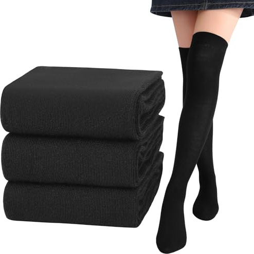 Candcamp 3 Pairs Black Thigh High Socks