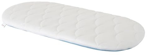 HOBBYGARDEN Matratze Kinderwagen, Stubenwagen, Wiege - Bezug 100% Baumwolle abnehmbar & waschbar – Babymatratze – allergikergeeignet - Matratze für Wiege - 74,5x32x3 cm - oval, Blau