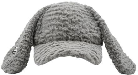 SHOOYIO Pelzige Plüschmütze, Winter, warme Baseballkappe mit langen Hasenohren, Cosplay, Party, Hut für Teenager, Erwachsene, Unisex, Outdoor-Kopfbedeckung, grau