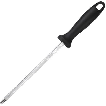 Acciaino Diamantato Affilacoltelli, Affilacoltelli Manuale in Acciaio, 32CM Professionale Affilacoltelli in Diamante, Affilatore di Coltelli per Cucina, Asta di Affilatura con Fori per Appendere Nero