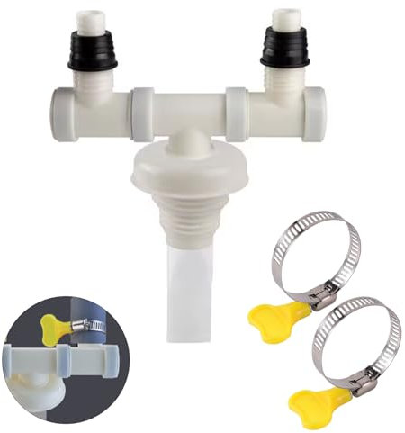 Double Evacuation Machine a Laver,Clapet Anti Retour Machine a laver,Double Raccord pour Sèche-Linge et Machine à Laver,Raccord pour Machine à Laver,Sèche Ensemble ou Lave-Vaisselle,Blanc