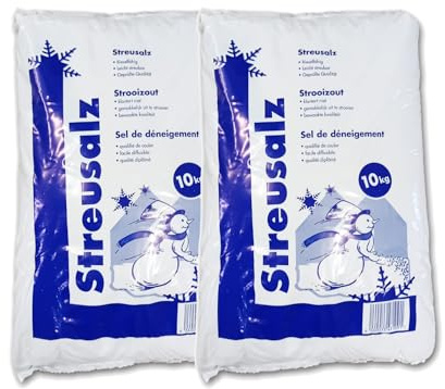 Streusalz 20 kg - Hochwirksames Winterstreusalz, Tausalz & Auftausalz für eis- & schneefreie Wege, Straßen & Parkplätze, schnell & ergiebig