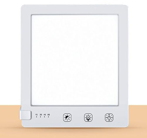 Lampe de luminothérapie LED pour dépression, 10 000 lux, lumière du jour avec lumière verte et blanche, contrôle tactile, couleurs réglables et paramètres de minuterie, fonction mémoire, lampe solaire