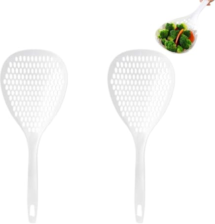 Cucchiaio a fessura per schiumarola in plastica da 2 pezzi, cucchiaio con manico lungo, colino, cucchiaio, colino per pasta, per cucinare in cucina (-3118240000511)