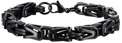 Daesar Männer Armband Edelstahl, Charms Armbänder 8MM Dick Königskette Gliederarmband Freundschaftsarmband Armband Silber 19CM für Jungen