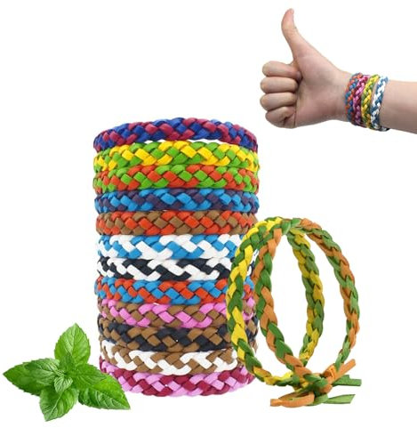 KUIRUNRX® Bracciale repellente per zanzare, Braccialetti Repellenti con Olio Essenziale Vegetale Naturale Zanzara Insetti, Regolabile Bracciale Zanzare, Protezione contro i morsi (12 PC)
