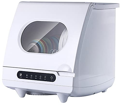 LSyySy Lavavajillas portátil completo para encimera con tanque de agua integrado, 5 programas para el cuidado del bebé, vidrio y lavado de frutas, color blanco