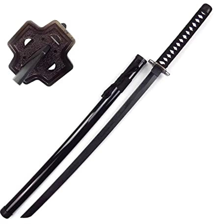 39 Inches Training Bokken Japanese Katana Sword Trä med Skida, for Halloween Dress Up Rekvisita, Svart