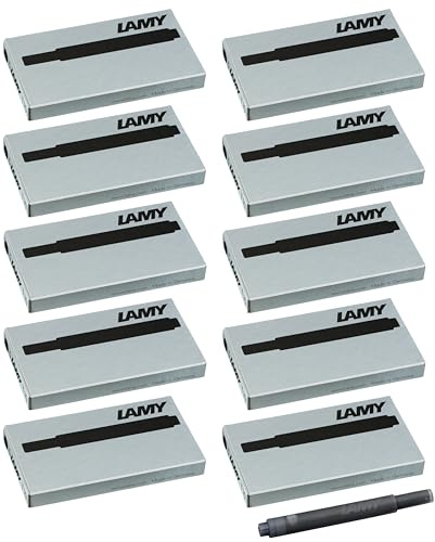 LAMY T10 Tintenpatronen mit großem Tintenvorrat - geeignet für alle Lamy Patronenfüllhaltermodelle - Inhalt 1,25ml je Patrone (schwarz, 50 Patronen)