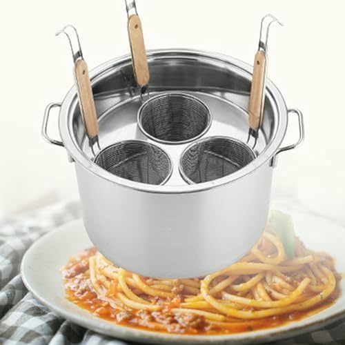 Pentola per pasta in acciaio inox con colino e 5 fori, versatile cuoci pasta con cestello per cottura a vapore per pasta perfettamente cotta e GammonKitchen Essential