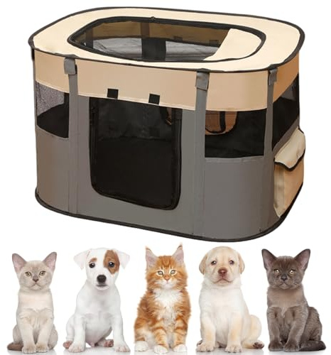 Cage pour Chien Pliable, 70 x 55 x 40 cm Parc pour Chien Enclos pour Chats, Lapins et Petits Animaux Tente Respirante d’Intérieur/Extérieur avec Sac de Transport, Idéal pour Voyage et Camping
