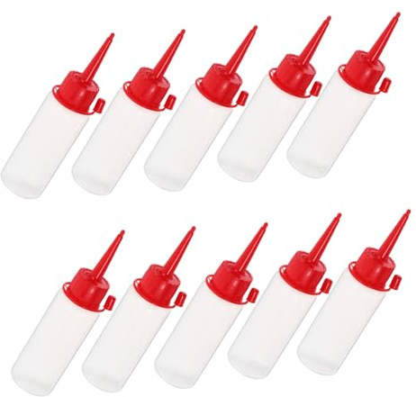PLAFOPE 10pezzi Flacone di Plastica Contagocce Ad Ago Bottigliette Piccole Compressibili Flaconi di Colla Vuoti Applicatore di Colla con Punta Ad Ago Contenitori Trasparenti per Pillole