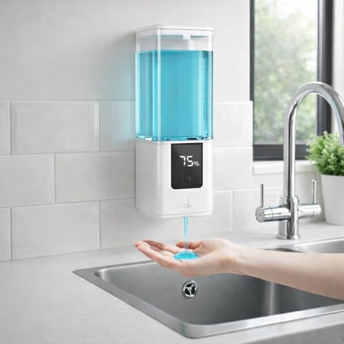 Seifenspender Automatischer Wandmontage Flüssig Elektrischer: 540ml Seifenspender Set USB Wiederaufladbar 5 Stufen Einstellbar, IPX7 Wasserdicht mit Sensor Infrarot für Bad, Küche, Büro Weiß