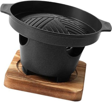 COLLBATH Parrilla para Barbacoa sin Humo de Aluminio Pequeña para Uso Doméstico Juego Mini Bandeja Antiadherente Diseño Japonés Base Plana para Estufa Adecuado para Asar Verduras y