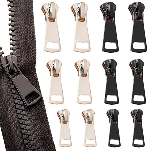 12 Stück Reisverschluss-Zipper Ersatz, Universal #3#5#8 Schwarz und Silber ReißVerschluss Reparatur Set, Reißverschluss Zipper für Jacken, Koffer, Mantel