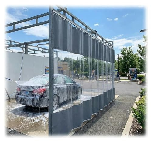Bâche Transparente Rideaux pour Station De Lavage, Vinyle Industriel Panneau De Séparation avec Œillets pour Pergola Extérieure Menuiserie Garage(1.8X3 M)