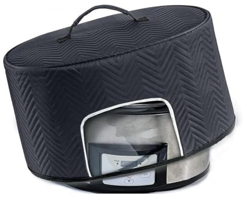 CashMuch Slow Cooker Cover With Clear View Window & Dust-Proof Lining, for Crock-Pot And Beach 6-8 Qt Oval Pots, Polyester Build, Black