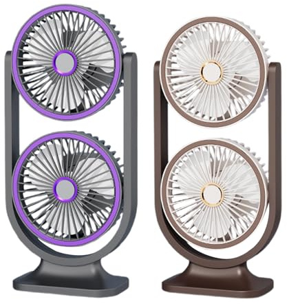 Ventilatore Regolabile A Doppia Testa, Angoli Regolabili E Design Compatto, 30 Cm, Ventilatore Da Tavolo, Ventole Ricaricabili USB, Funzionamento Silenzioso E Design Di Raffreddamento A Doppia Testa,