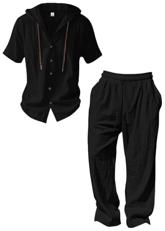 Set completo di abito da uomo in lino, traspirante, leggero, comodo, formale, business, casual, outfit estivo, durevole, vestibilità su misura, Nero , XL