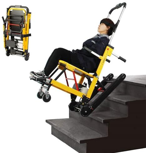 Foldable Electric Wheelchair for Adults, Electric Stair Lift Chair, 363 lbs Load Capacity, Patient Transport Aid for Disabled People