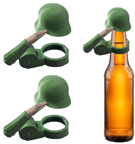 Soldat Salute Bier Bierflaschen Helm, Wiederverwendbar Soldier Salute Bierflaschenhelm, Staubdichte Lustiger Dekorative Kappen, für Grillparty Bar Veteranen aktive Soldaten-Liebhaber (2PCB)