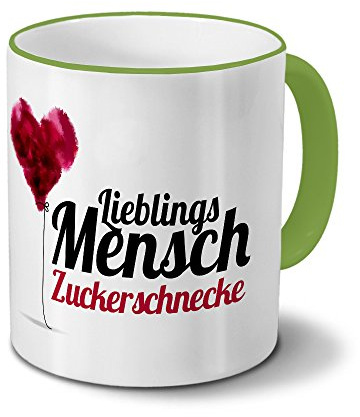printplanet Tasse mit Namen Zuckerschnecke - Motiv Lieblingsmensch - Namenstasse, Kaffeebecher, Mug, Becher, Kaffeetasse - Farbe Grün