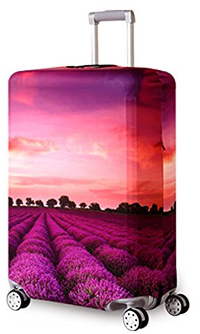 YEKEYI Reise Suitcase Protector Reißverschluss Koffer Abdeckung Waschbar Drucken Gepäck Abdeckung 18-32 Zoll (Purple, S(for18-20 inch Luggage))