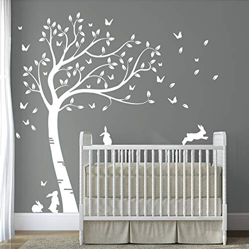 DesignDivil Full Size weiß schöne häschen-Baum kinderzimmer wandtattoo dd007
