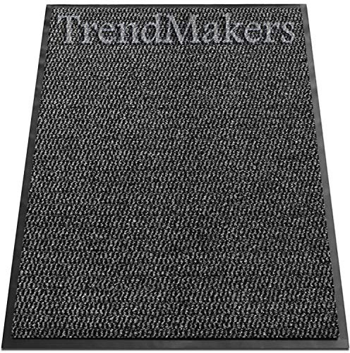 TrendMakers Dirt Stopper Door Mats | Machine Washable Heavy Duty Barrier Mats Anti-Slip Dirt Trapper |15 Sizes - Grey/Black - 60 x 90cm - POLYPROPYLENE PILE