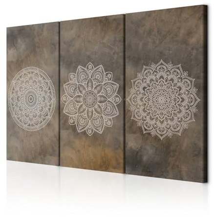 decomonkey Wandbilder Mandala 90x60 cm 3 Teilig Wandbild Groß Wohnzimmer | Leinwandbild XXL, Deko, Schlafzimmer, Büro, Wanddeko, Leinwand, Pictures For Wall, Poster, Wall Painting, Abstrakt, Orient