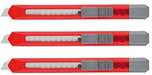 WONDAY Lot de 3 Cutters plastique avec blocage de Lame 9 mm Coloris aléatoire