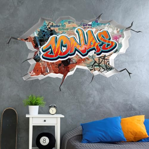 tjapalo® vr156 3D Wandtattoo Graffiti Name Wandaufkleber Kinderzimmer Junge wandtattoo Teenager Cool Wandtattoo Kinderzimmer Name, Größe: B64xH37cm