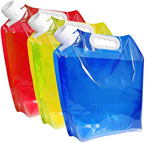 TurboEU 3 Stück Wasserbehälter, Wassersäcke Faltbare, 3 * 5L Tragbar Faltbarer Trinkwasser, Wasserkanister Faltbar, Wasserbeutel Camping, Wiederverwendbare, für Unterwegs, Camping, Festival