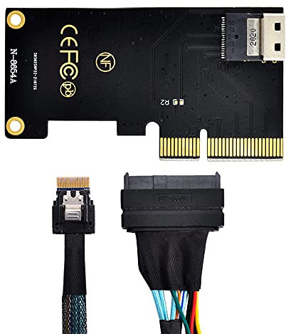 Adaptador de Tarjeta Xiwai PCI-E 3.0 4.0 a SFF-8654 Slimline SAS y Cable U.2 U2 SFF-8639 NVME PCIe SSD para Placa Base SSD