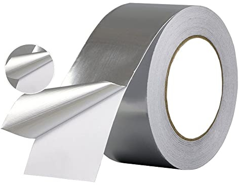 JKG® ALUMINIUM FOIL TAPE - 48mm x 10m - HEAVY DUTY | Waterproof Silver Foil Adhesive Insulation Tape Seals Joints Of Heating Ventilation Ducts Car Panel Repairs Exhaust Pipe (2 width)