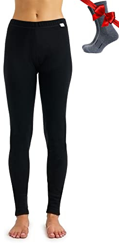 Merino.tech 100% Merino Unterhose Damen - Merino Leggings + Wollsocken | Atmungsaktive, Geruchshemmend Merino Unterwäsche Damen, Schnelltrocknend, Thermounterwäsche für Wandern, Ski, Outdoor