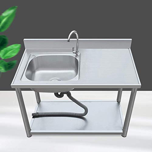 PURRL Spüle aus Edelstahl 304, bewegliches Außenspülbecken, Linke/rechte Konsole mit Halterung, Wasserhahn, Schlauchanschluss, gewerblicher Spülenschrank Little Surprise