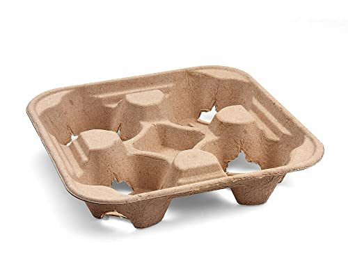 Generic 50 Stk. Getränkehalter Tragetablett Becherhalter 4 Becher Coffee to Go 22x22cm PAP-Recycling