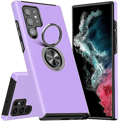 KRAFTCARE for Samsung S22 Ultra Case with Kickstand Ring, Upgrade Shockproof and Anti Scratch 360° Magnetic Ring Holder Stand Protective Phone Case Cover for Samsung Galaxy S22 Ultra - Purple
