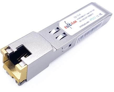 Elfcam® - 10Gb SFP+ en RJ45 Compatible avec Freebox Ultra, 10Go SFP+ Module de Transceiver (10Gbase-T), Jusqu'à 30 Mètres sur Un Câble Ethernet Cat7/ Cat8