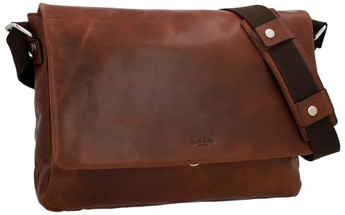 Gusti Umhängetasche Leder - Theodore Pflanzlich gegerbt Aktentasche Unitasche Umhängetasche Arbeitstasche Messenger Bag Lehrertasche Businesstasche groß Laptoptasche Vintage Leder