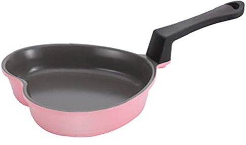 OQHAIR Egg Frying Pan, Heart Shape Nonstick Skillet Mini Fry Pan Cooking Pans with Stay-cool Handle Omelette Pan (Pink 16cm)