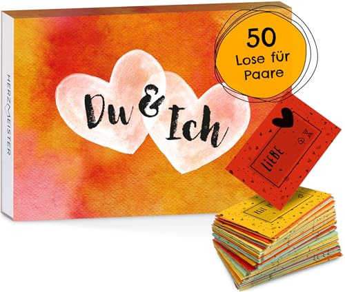 Herzmeister Geschenk für Paare - 50 unvergessliche Date Ideen für Paare - Pärchen Geschenk für eine gemeinsame Paarzeit - tolles Partner Geschenk zum Jahrestag für Männer und Frauen
