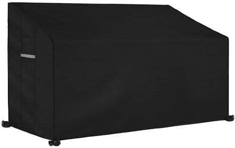 Dokon 4 Seat Garden Bench Covers Waterproof Heavy Duty Oxford Fabric Outdoor Bench Seat Cover with Air Vents Windproof Anti-UV Patio Garden Seat Covers (193x66x63/89cm) - Black