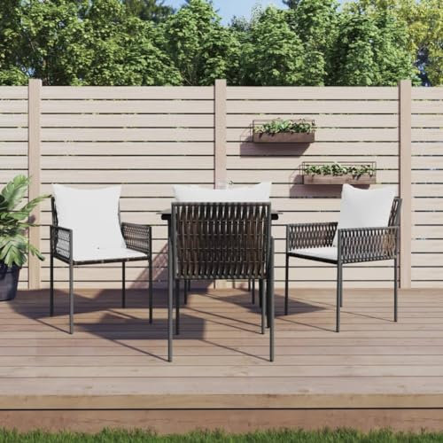 Youuihom Bistro-Stuhl Stühle für den Rasen Freizeitstuhl für draußen Gartenstühle mit Kissen 4 STK. Braun 54x61x83 cm Poly Rattan Geeignet für Innenhof, Bistro, Balkon, Garten, Poolside